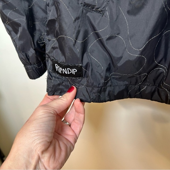 RipnDip black cat Nermal anorak windbreaker jacket hooded size large skater punk - Picture 4 of 11